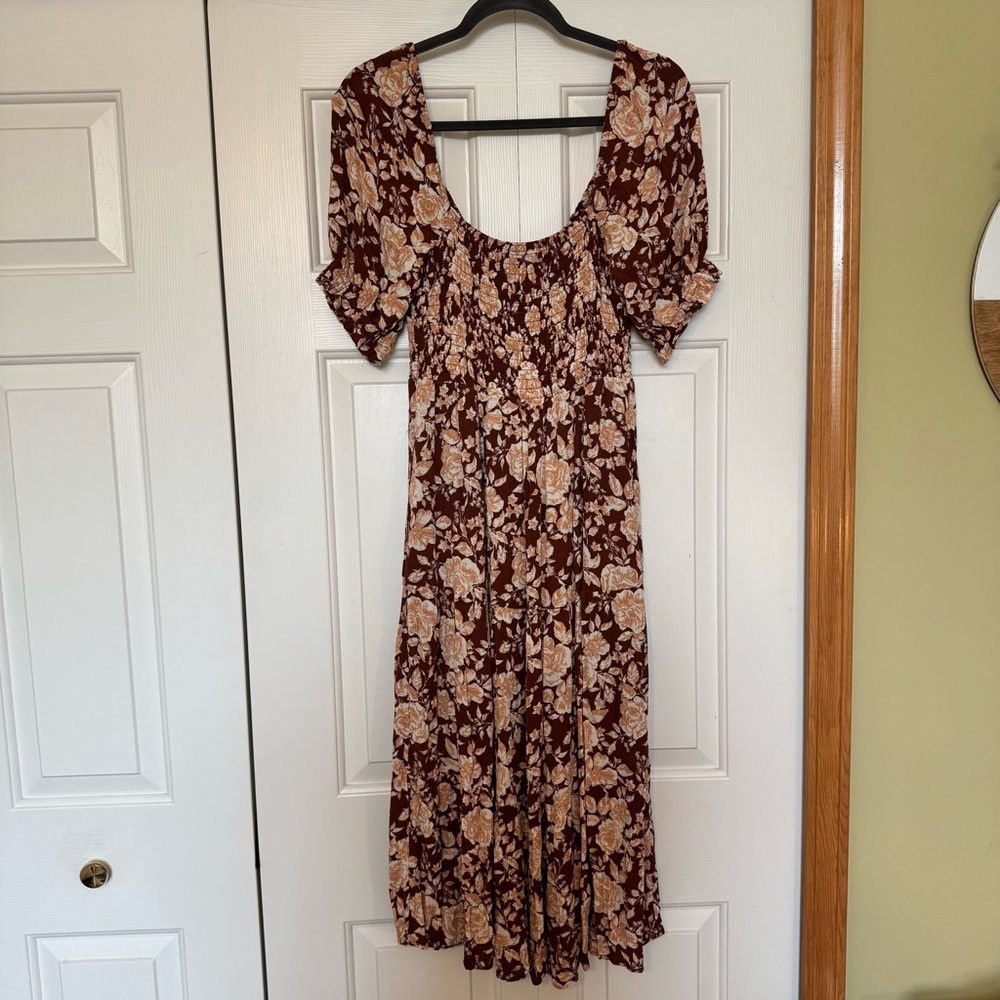 Abercrombie & Fitch Brown Floral Midi Dress - Picture 2 of 11
